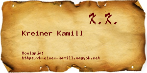 Kreiner Kamill névjegykártya